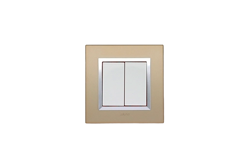 PLAQUE BELLA 43 CARREE CHAMPAGNE AVEC CADRE CHROME 2 MODULES