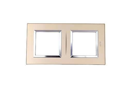 PLAQUE BELLA 43 CARREE CHAMPAGNE AVEC CADRE CHROME 2+2 MODULES