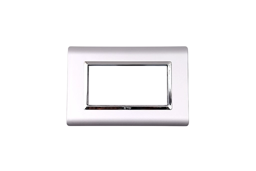 PLAQUE SERENA 43 RECTANGULAIRE ARGENT OPAQUE CADRE CHROME 4 MODULES