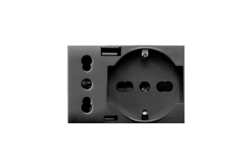 PRISE 2P+T SCHUKO + PRISE 2P 16A + CHARGEUR USB TYPE A&C 3 MODULES TEKLA 44