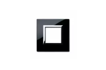 PLAQUE VERA 44 CARREE EN VERRE NOIR ABSOLU 2 MODULES